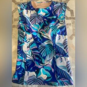 Coolibar Blue and Purple Leaf Print Swim Coverup